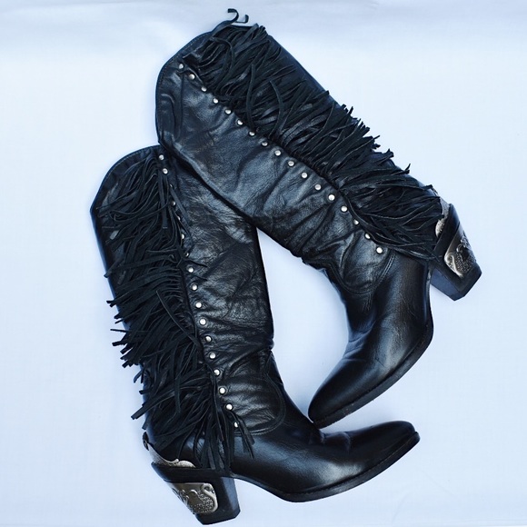 Zodiac Shoes - Zodiac Genuine Leather Fringe Cowboy Boots